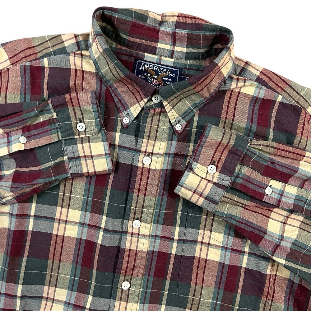 American Living Men's Red Plaid XL Cotton‎ Long Sleeve Shirt